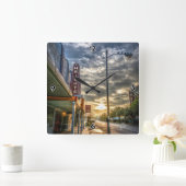 ヴィンテージシアターヒストリックヒューストンハイツファインアート スクエア壁時計 (ホーム)