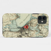 ヴィンテージシアトルの地図（位置マーカー付き） Case-Mate iPhoneケース (裏面(横))
