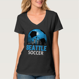 ヴィンテージシアトルシティスケープ男性へサッカー女子ボーイ Tシャツ