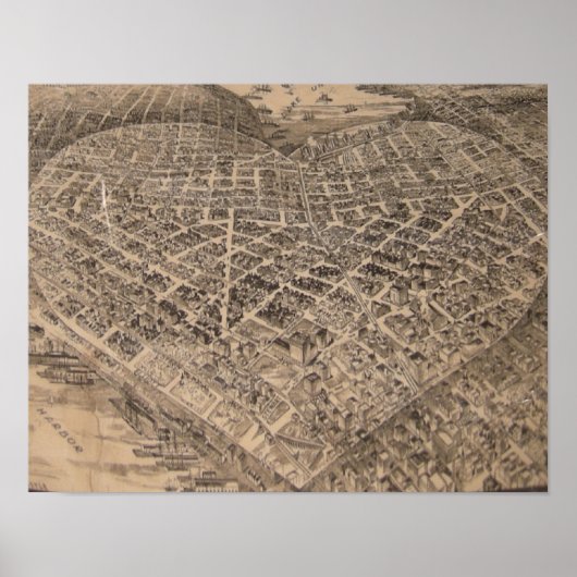 ヴィンテージシアトルハートマップ(1905) ポスター (正面)