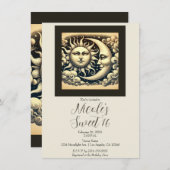 ヴィンテージシアルサン&ムーンスウィート16誕生日 招待状 (正面/裏面)