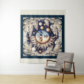 ヴィンテージシアルハーフサン&ムーンブルーイエロー タペストリー (インサイチュ)