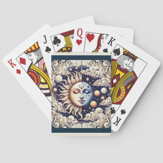 ヴィンテージシアルハーフサン&ムーンブルーイエロー トランプ (裏面)