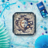 ヴィンテージシアルハーフサン&ムーンブルーイエロー ペーパープレート (パーティー)