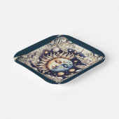 ヴィンテージシアルハーフサン&ムーンブルーイエロー ペーパープレート (傾斜あり)