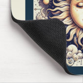 ヴィンテージシアルハーフサン&ムーンブルーイエロー マウスパッド (コーナー)