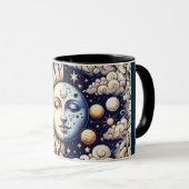 ヴィンテージシアルハーフサン&ムーンブルーイエロー マグカップ (正面右)