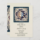 ヴィンテージシアルハーフサン&ムーンベイビーシャワー 招待状 (正面/裏面)