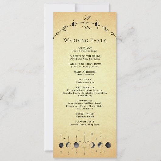 ヴィンテージシアルブラックムーン結婚式 プログラム (裏面)