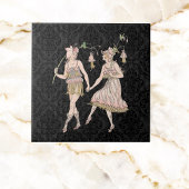 ヴィンテージシェイクスピアの庭園女子オンブラックダマスク タイル