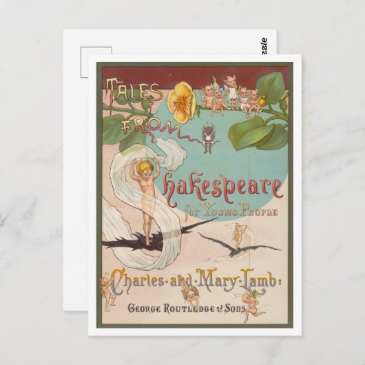 ヴィンテージシェイクスピア書表紙はがき ポストカード (正面/裏面)