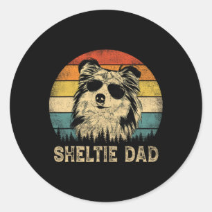 ヴィンテージシェットランド・ シープドッグパパ愛犬家Father &#; s day Tee ラウンドシール