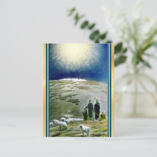 ヴィンテージシェパード時計クリスマス シーズンポストカード (スタンド正面)