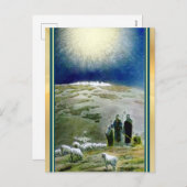 ヴィンテージシェパード時計クリスマス シーズンポストカード (正面/裏面)