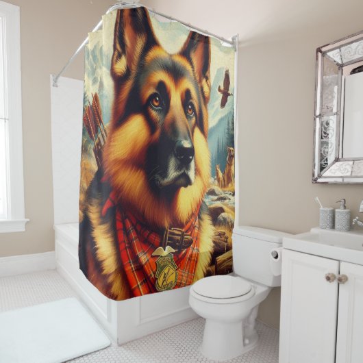 ヴィンテージシェパード絵画ズ シャワーカーテン (インサイチュ)
