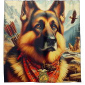 ヴィンテージシェパード絵画ズ シャワーカーテン (正面)