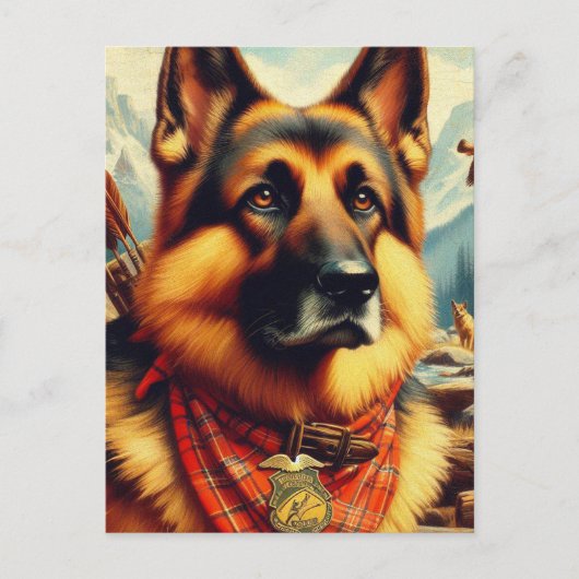 ヴィンテージシェパード絵画ズ ポストカード (正面)