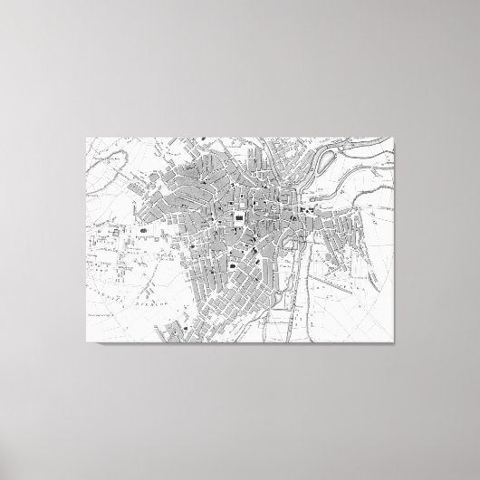 ヴィンテージシェフィールド・イングランドの地図（1823年） キャンバスプリント (正面)