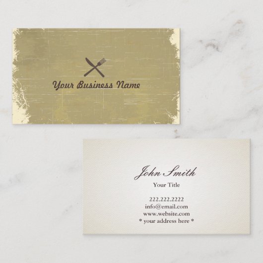 ヴィンテージシェフ熟成紙テクスチャケータリング 名刺 (正面/裏面)