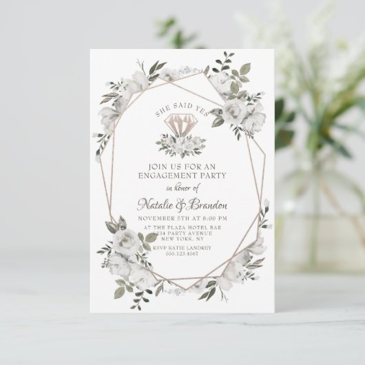 ヴィンテージシェリッシュジェムシエYes婚約パーティ 招待状 (スタンド正面)