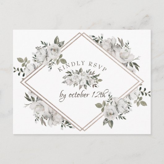 ヴィンテージシェリッシュフローラダイヤモンドミールチョイスRSVP インビテーションポストカード (正面)