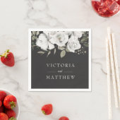 ヴィンテージシェリッシュフローラ結婚のモノグラムディナー スタンダードカクテルナプキン (インサイチュ)