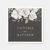 ヴィンテージシェリッシュフローラ結婚のモノグラムディナー スタンダードカクテルナプキン (正面)