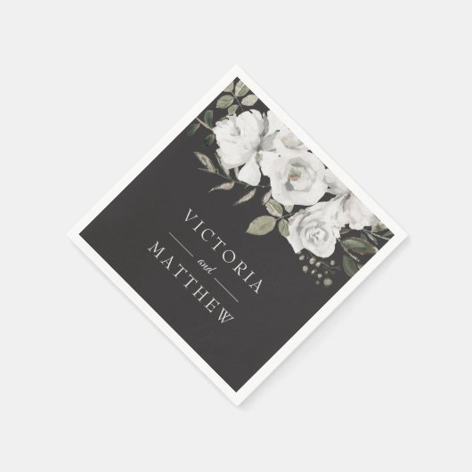 ヴィンテージシェリッシュフローラ結婚のモノグラムディナー スタンダードカクテルナプキン (角)