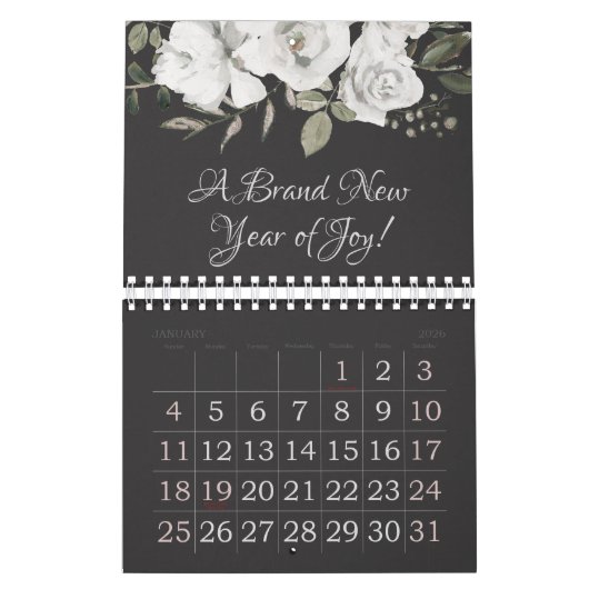 ヴィンテージシェリッシュホワイトフローラカスタムズ引用文 カレンダー (1月 2026)