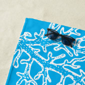 ヴィンテージシェルヒトデビーチハウス名ブルーホワイト ビーチタオル (インサイチュ)