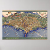 ヴィンテージシカゴの地図 ポスター (正面)