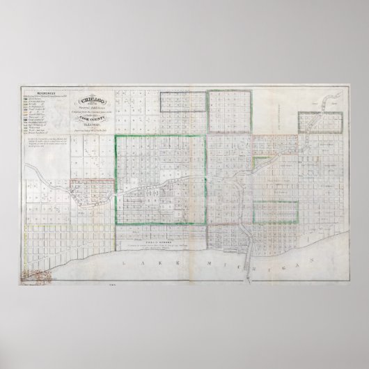 ヴィンテージシカゴの地図(1836年) ポスター (正面)