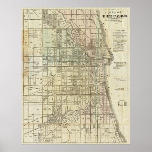 ヴィンテージシカゴの地図（1857年） ポスター (正面)