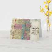 ヴィンテージシカゴの地図（1869年） カード (黄色い花)