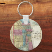ヴィンテージシカゴの地図（1869年） キーホルダー (正面)