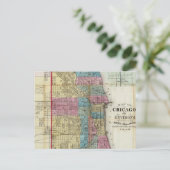 ヴィンテージシカゴの地図(1869年) ポストカード (スタンド正面)