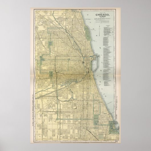 ヴィンテージシカゴの地図（1891年） ポスター (正面)