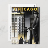 ヴィンテージシカゴイリノイズシティスカイラインレトロ旅行 ポストカード (正面/裏面)