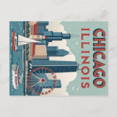 ヴィンテージシカゴイリノイズスカイライン ポストカード (正面)