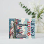 ヴィンテージシカゴイリノイズスカイライン ポストカード (スタンド正面)