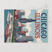 ヴィンテージシカゴイリノイズスカイライン ポストカード (正面)