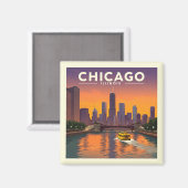 ヴィンテージシカゴイリノイ マグネット (正面/裏面)