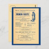 ヴィンテージシカゴインディアナポリスルイビル鉄道AD ポストカード (正面/裏面)