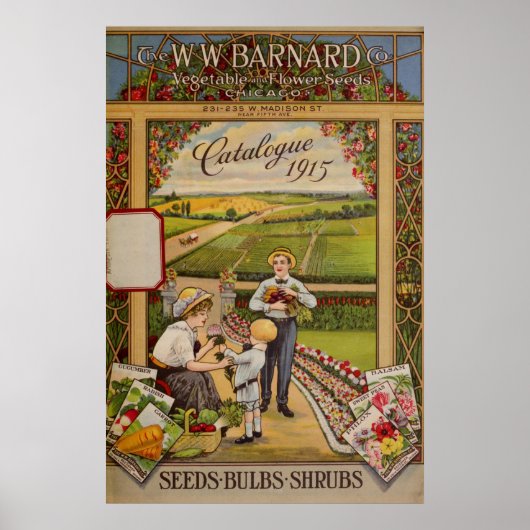 ヴィンテージシカゴガーデニング花の種子カタログ ポスター (正面)