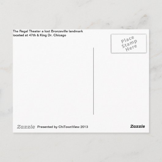 ヴィンテージシカゴザリーガルシアターマーキー ポストカード (裏面)