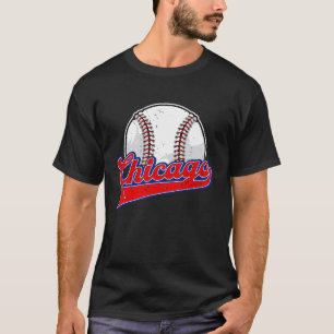 ヴィンテージシカゴシティースケープ野球選手とファン Tシャツ