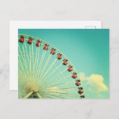 ヴィンテージシカゴネイビーピア観覧車はがき ポストカード (正面/裏面)