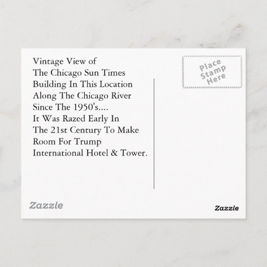 ヴィンテージシカゴハガキ旧所在地サンタイムズ ポストカード (裏面)
