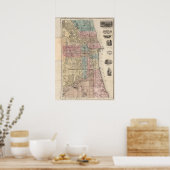 ヴィンテージシカゴポスターの地図 ポスター (キッチン)