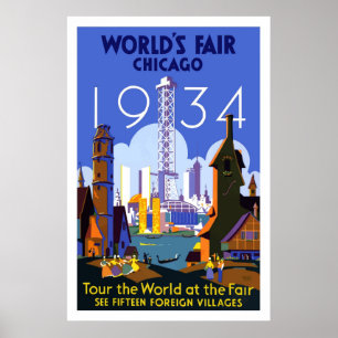 ヴィンテージシカゴワールドフェア旅行ポスター1934 ポスター